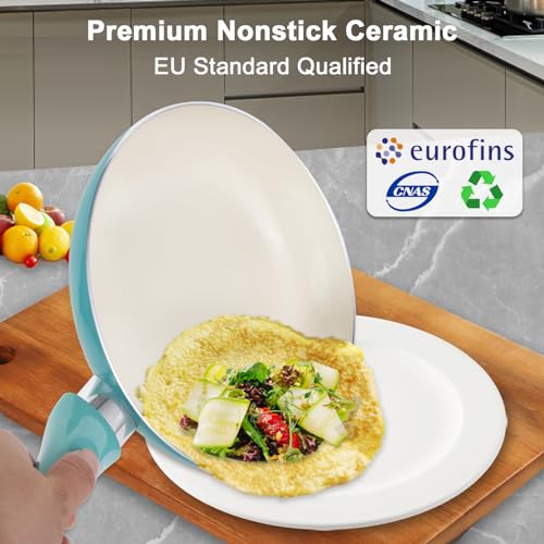 Pots and Pans Set Non Stick (Turquoise / 11 Piece)