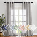 Sheer Curtains Flax Texture for Bedroom (52"W x 96"L (Pack of 2) / Charcoal Grey)