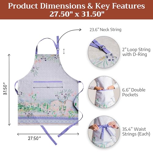 Aprons for women with Pocket 100% Cotton Pack of 1 (045 - Luberon)