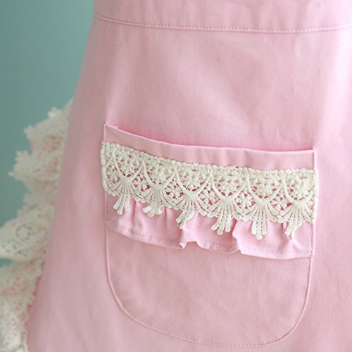 Lovely Home Work Adjustable Apron Cake Kitchen Cooking Women Girls Aprons With Pocket for Gift (Pink)