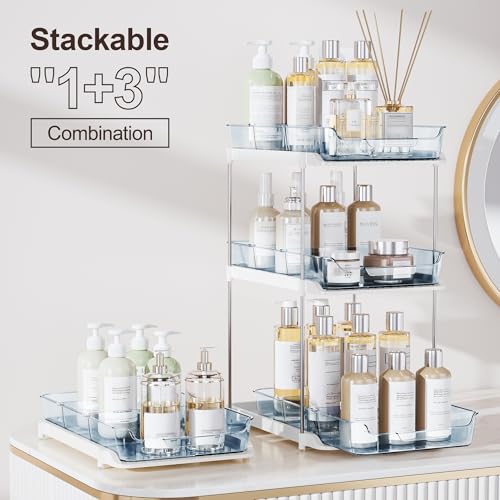 2-Tier Multi-Purpose Bathroom Under Sink Organizers and Storage, Stackable Kitchen Pantry Organization, Pull Out Medicine Cabinet Organizer with Movable Dividers, Blue, 2 Pack (Blue / 2 Pack)