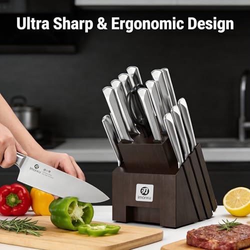 16 Pieces High Carbon Japanese Stainless Steel Knife Set with Block