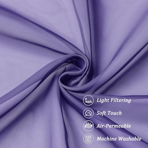Sheer Curtains 63 Inch Length 2 Panels (Purple / 42"W x 63"L (Pack of 2))