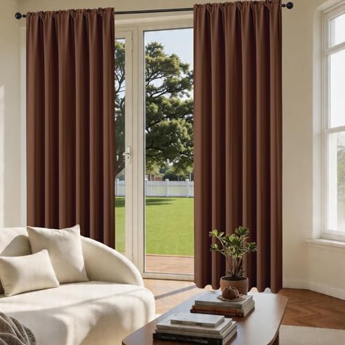 Brown Blackout Curtains 90 inch Length 2 Panels Set (Brown / 52"W x 90"L (Pack of 2))