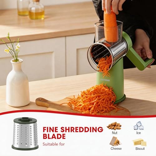 Rotary Cheese Grater Hand Crank with Foldable Handle (Green)