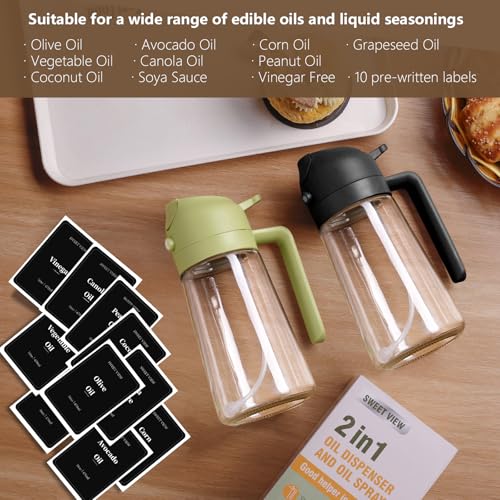 2PCS Oil Sprayer for Cooking 16oz (Black,White)