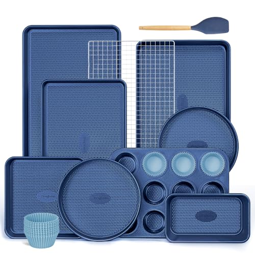 9 Piece Baking Pans Set Nonstick (Sapphire Blue / Luxury Nine-piece Set)