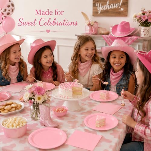 50PCS Pink Paper Plates and Napkins