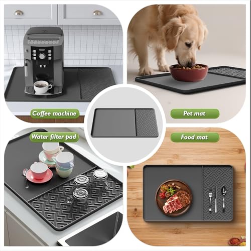 Silicone Coffee Mat with Raised Edges 19" x 12" (Black / 19" x 12")