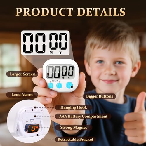 24 Pack Digital Kitchen Timer Small Classroom Timers for Kids Teachers (Blue&white)