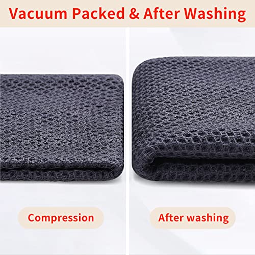 100% Cotton Waffle Weave Kitchen Dish Cloths 8 (Dark Grey / 12 X 12 - 8 Pack)