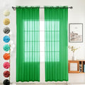Solid Sheer Rod Pocket Curtain Voile Draperies 2 Panels White Beige Black Grey Coffee 52 Inch Width 96 Inch Long 1 Pair for Kitchen Bedroom Children Living Room Yard (Green / 52"W x 96"L (Pack of 2))