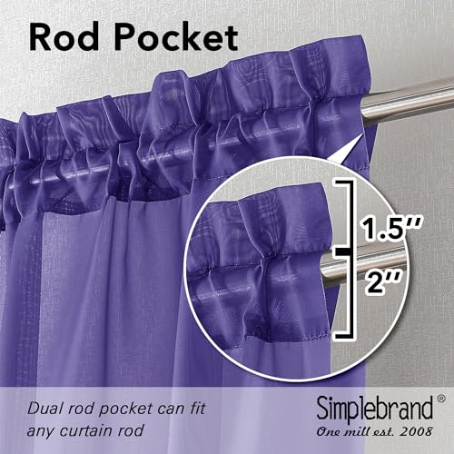 Purple Sheer Curtains 84 Inches Long (Purple / 42"W x 84"L (Pack of 2))