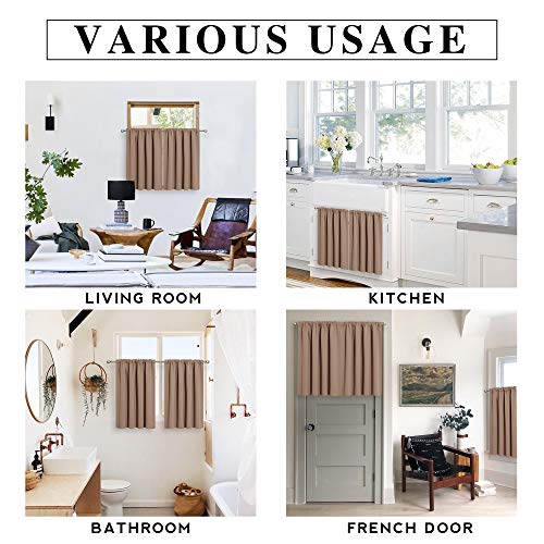 Short Mocha Blackout Curtains for Small Bedroom Window Kitchen (Mocha / 42"W x 36"L (Pack of 2))