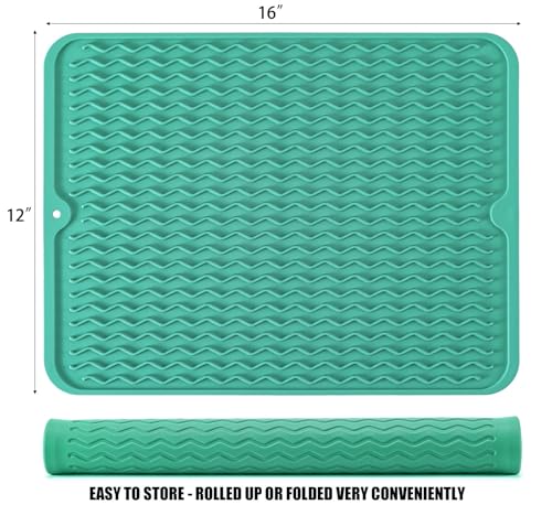 Silicone Dish Drying Mat (Green / 16" x 12")