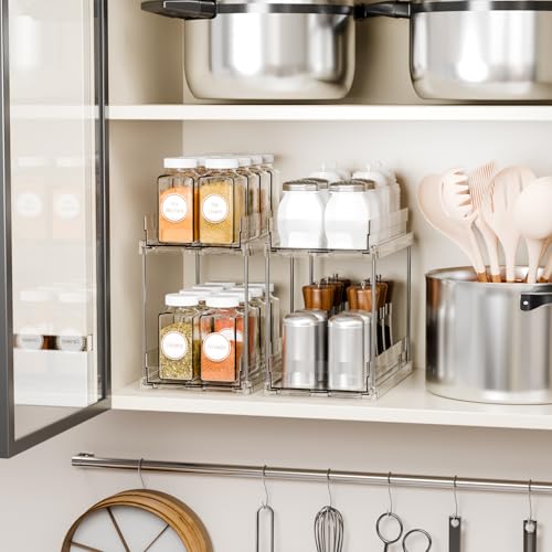 2 Tier Vertical Spice Rack Pull Out (Clear-2 Drawer)
