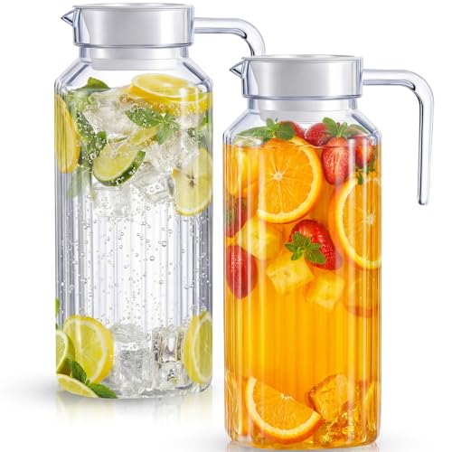 2 Pcs 68 oz Acrylic Pitcher with Lid Clear Water Jug for Fridge (68 Ounces)