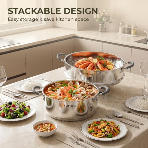 6 Quart Stainless Steel Steamer Pot for Cooking (6 Quarts)