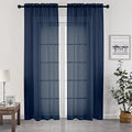 Sheer Curtains Extra Long 96 inch 2 PCS (Navy Blue / 42"W x 96"L (Pack of 2))