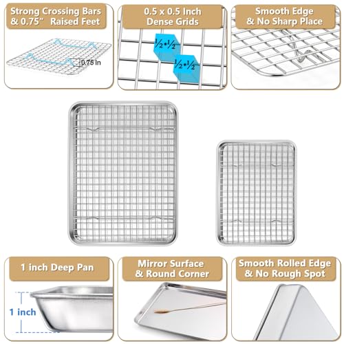 12.5+9 Inch Toaster Oven Pan Tray with Wire Rack (12.5 + 9 Inch)