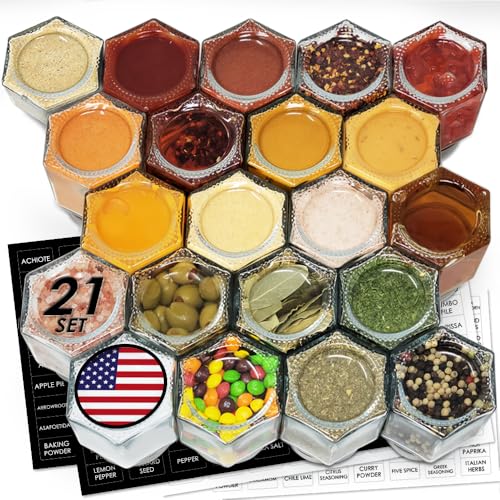 Patriot Set of 21 Large 4oz Magnetic Spice Jars for Refrigerator (SILVER / LARGE ( 4 oz ))
