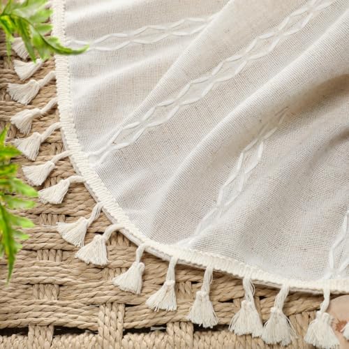 80% Boho Blackout Curtains 96 Inch Linen Blend Drapes 2 Panels (Greige / 52"W x 96"L (Pack of 2))