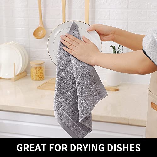 100% Cotton Terry Kitchen Dish Cloths (Light Grey / 12 X 12 - 8 Pack)
