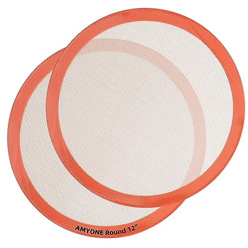 Round Silicone Baking Mats for 12 Inch Pizza Pan (Bright Orange / 11.8"L x 11.8"W)