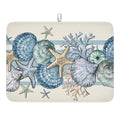 Nautical Coastal Dish Drying Mat for Kitchen Counter Summer Beach Seashell Starfish Microfiber Dish Drainer Mat Ocean Blue Pattern Absorbent Washable Drying Pad Extra Large 18"x24" (Summer Seashell / 24" x 18")