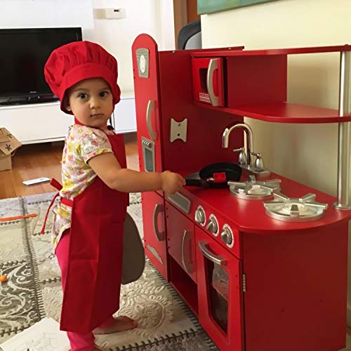 Kid's Apron with Chef Hat Set (Red)