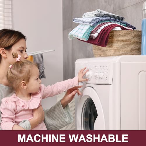 Large Premium Cotton Kitchen Towels 16"x 28" (Red / 16" X 28" - 4 Pack)