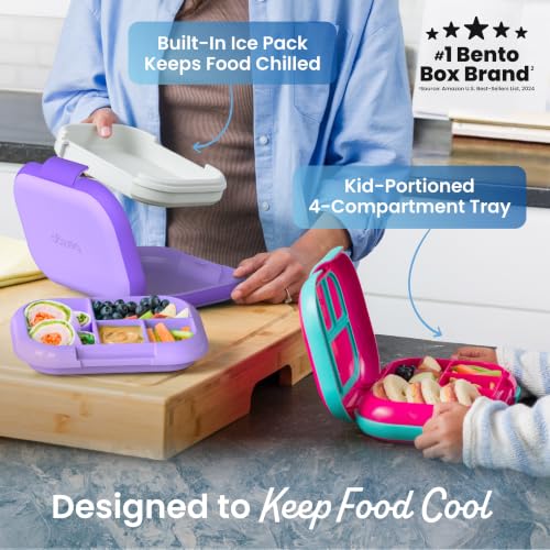 Chill Kids 4 Compartment Bento Box Leakproof Lunch Box (Purple)