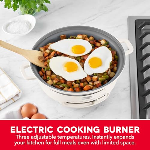Stacks Stacking Cookware Set with Electric Burner (Cream 8pc / 8 Pieces)