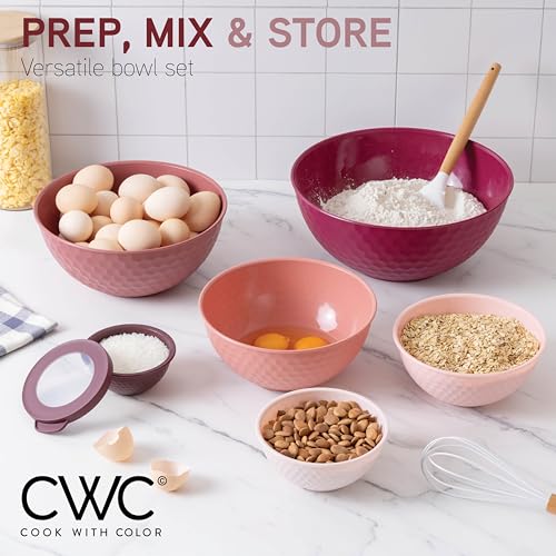 Mixing Bowls with Lids (Rose Embossed)