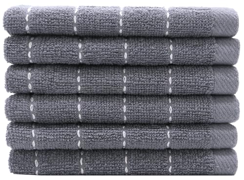 Terry Dish Rags Cloths (Grey / 12 x 12 Inches)