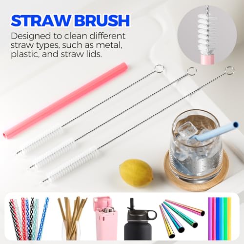 6 Pack 4 in 1 Cup Lid Cleaning Brush 3 Straws Bottle Brush (Red)
