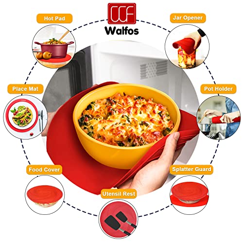 12 10 Inch Silicone Microwave Mats (10+12in, 2 Red Microwave Mat)