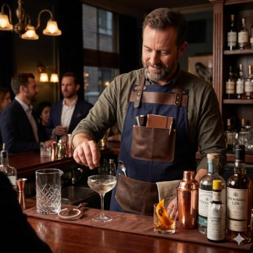 Full Grain Leather & Canvas Apron (Tan Brown)