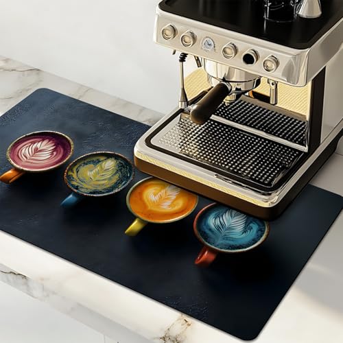 Dish Drying Mat Large Coffee Mat Absorbent Drying Mat for Kitchen Counter Coffee Bar Accessories 32"x 17" (Colorful Flavored Coffee)