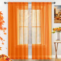 Basic Rod Pocket Sheer Voile Window Curtain Panels White 1 Pair 2 Panels 70 Width 72 Inch Long for Kitchen Bedroom Children Living Room Yard (Orange / 70"W x 72"L (Pack of 2))