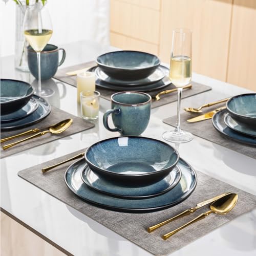Ceramic Dinnerware Sets for 6 (Matte Ceylon Blue / Service for 6)