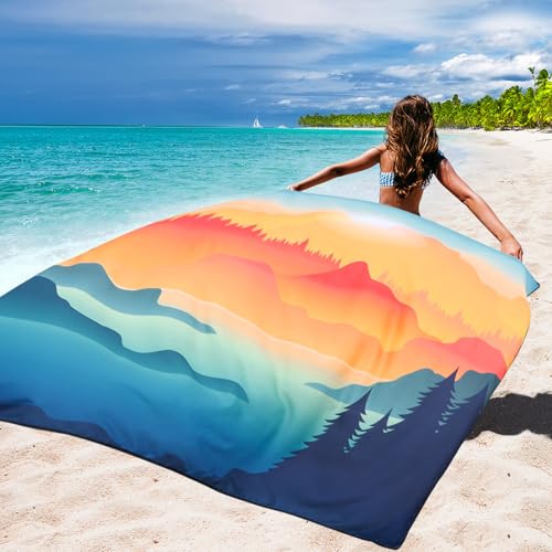 Beach Blanket Mat Waterproof Sandproof for 2 (Mountain View / 79" X 83"（1-4person）)