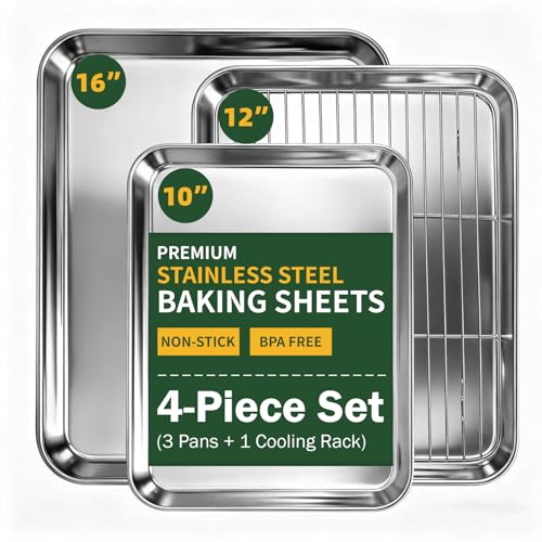 4 PCS Stainless Steel Baking Sheet Set 10