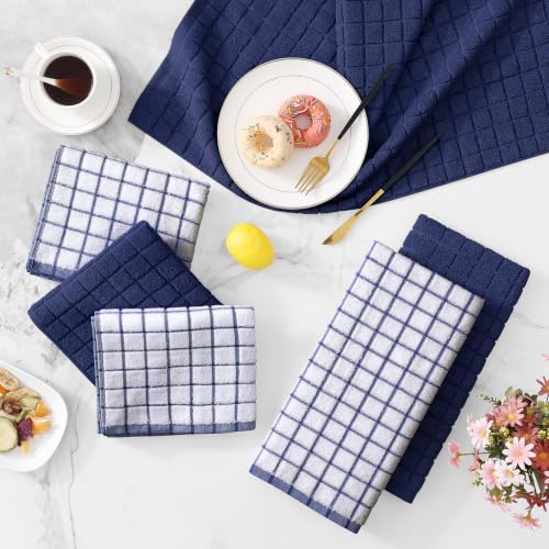 Large Premium Cotton Kitchen Towels 16"x 28" (Dusty Blue / 16" X 28" - 12 Pack)