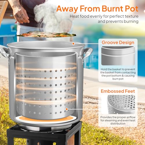 50QT Turkey Fryer Pot with Steamer Basket (50 Quarts)