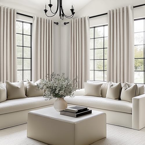 Beige Color Blackout Curtains 90 Inch Long 2 Panels (Oatmeal / 52"W x 90"L (Pack of 2))