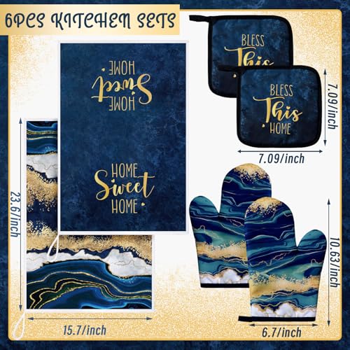 6 Pcs Blue Kitchen Decor Kitchen Towels (Blue)