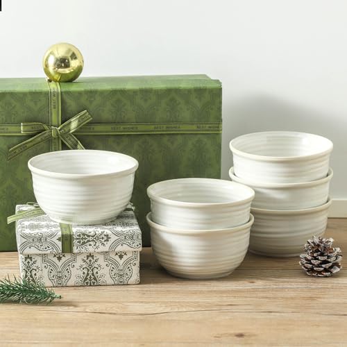 Cereal Bowls 20 Ounce Soup Bowls Set of 6 (Clay-Infused White / 20 Ounce)