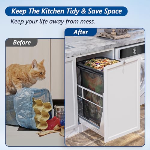 8 Gal Pull Out Trash Can Under Cabinet with Soft (Silver / Single-8Gal)