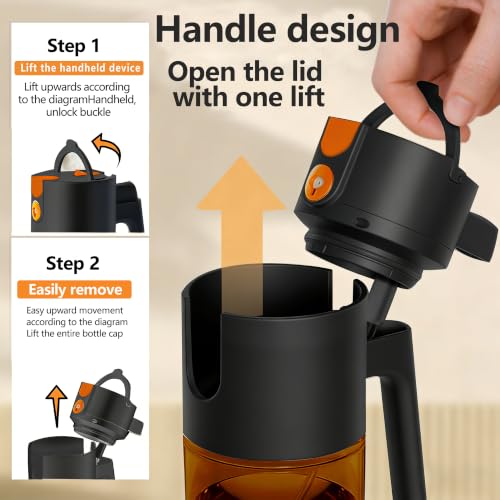 17 oz Light Proof 2 in 1 Glass Olive Oil Sprayer for Cooking (Black-a)